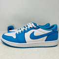 Jordan 1 Low SB UNC sneaker in blue and white with clean uppers and extra laces, 2019 model