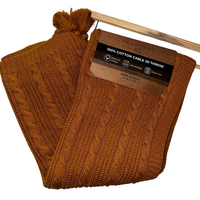 100% Cotton Throw in Burnt Orange - Warm accent throw