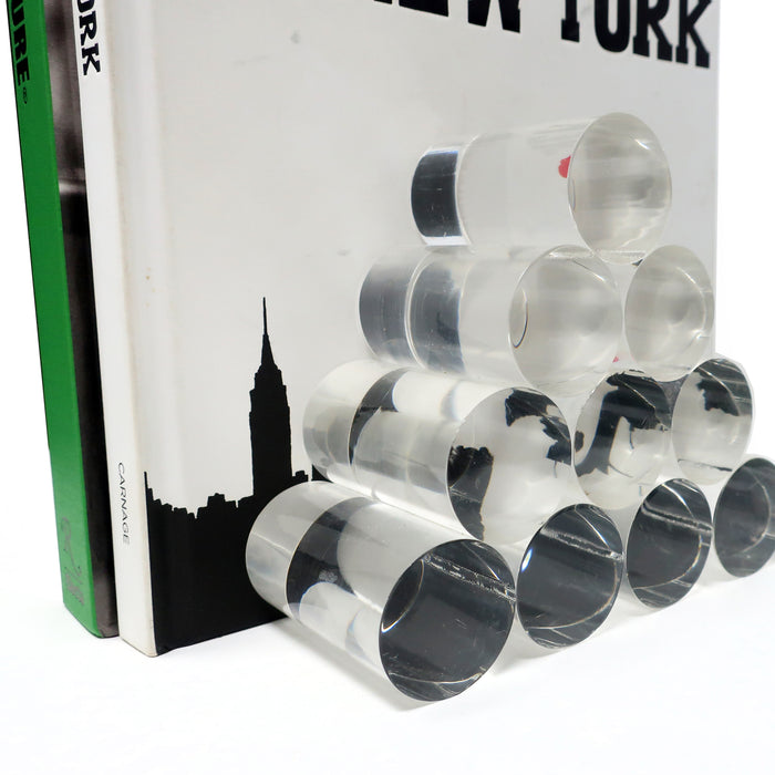 1970s Pair of Stacked Lucite Bookends