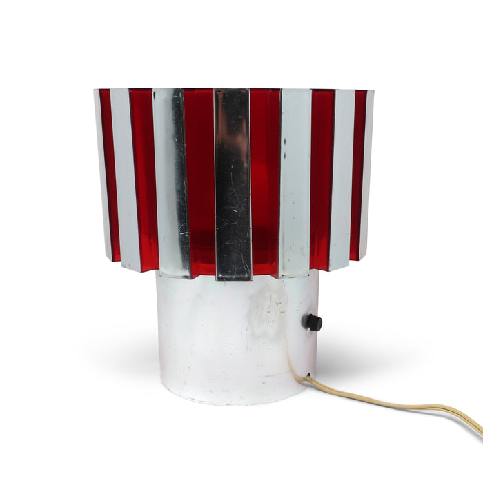 1970s Red and Chrome Table Lamp by C.N. Burman
