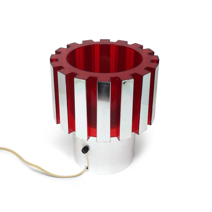 1970s Red and Chrome Table Lamp by C.N. Burman