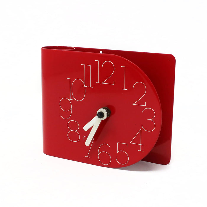 1970s Red Metal Desk or Wall Clock by Spectrum Designs