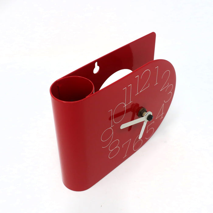 1970s Red Metal Desk or Wall Clock by Spectrum Designs