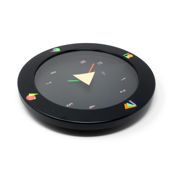 1980s Black Postmodern Wall Clock by Chass