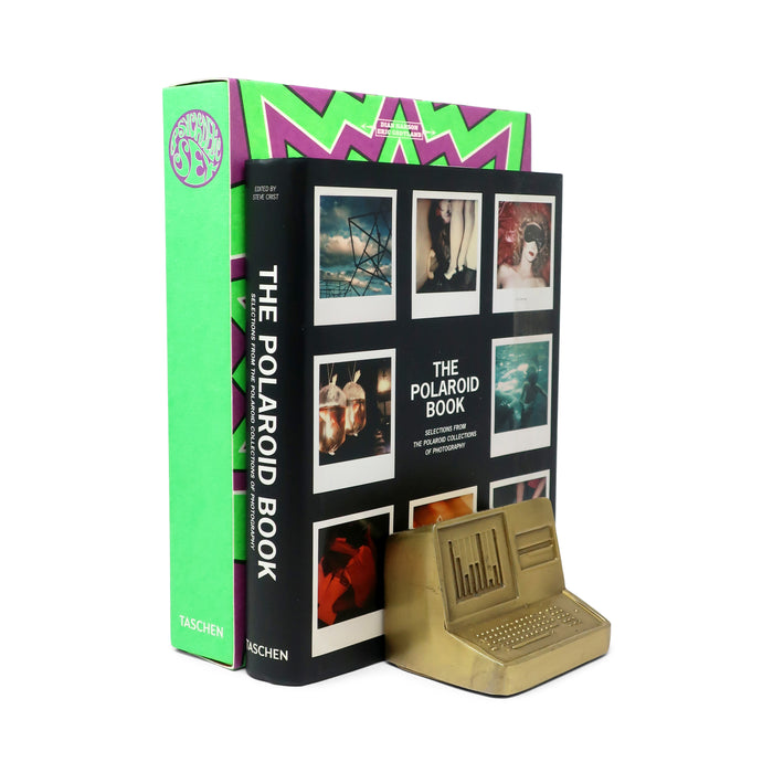 1980s Brass Computer Bookends