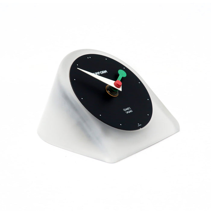 1980s Frosted Glass Desk Clock by Sunform for Sasaki