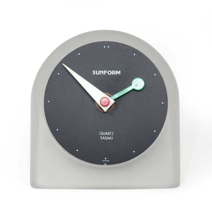 1980s Frosted Glass Desk Clock by Sunform for Sasaki