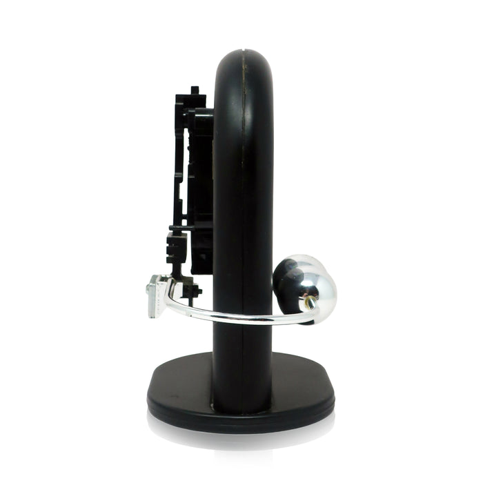 1980s Postmodern Black & Silver Pendulum Desk Clock