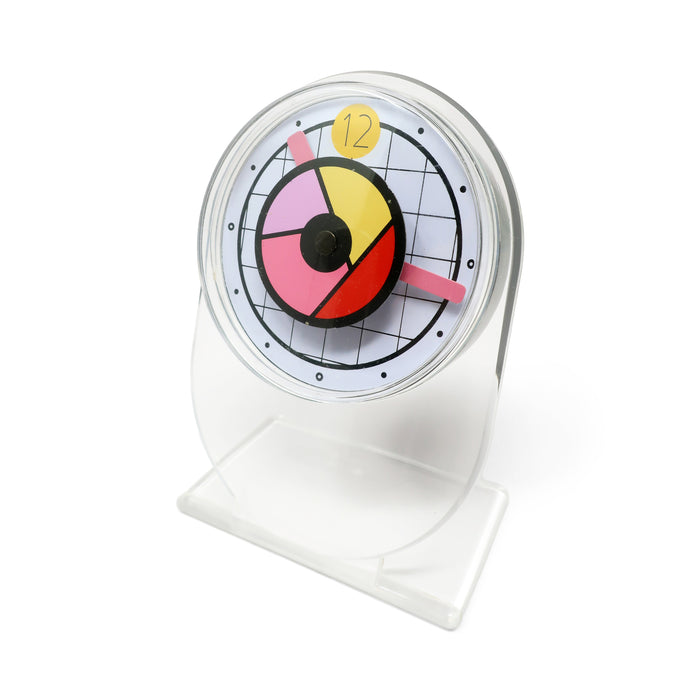 1980s Postmodern Lucite Desk Clock by Gino Casti