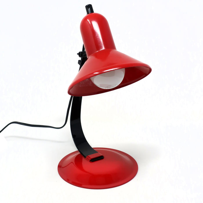 1980s Red & Black Metal Desk Lamp