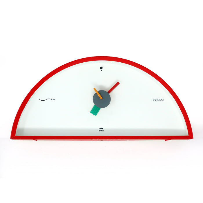 1980s Red & White Postmodern Mantle Clock by Prince
