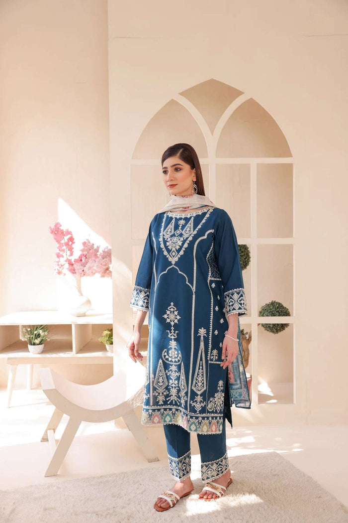 3 Piece – Embroidered Cotton Suit  20 - Nishat Creative Store