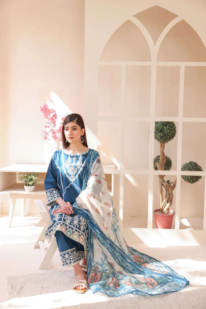 3 Piece – Embroidered Cotton Suit  20 - Nishat Creative Store
