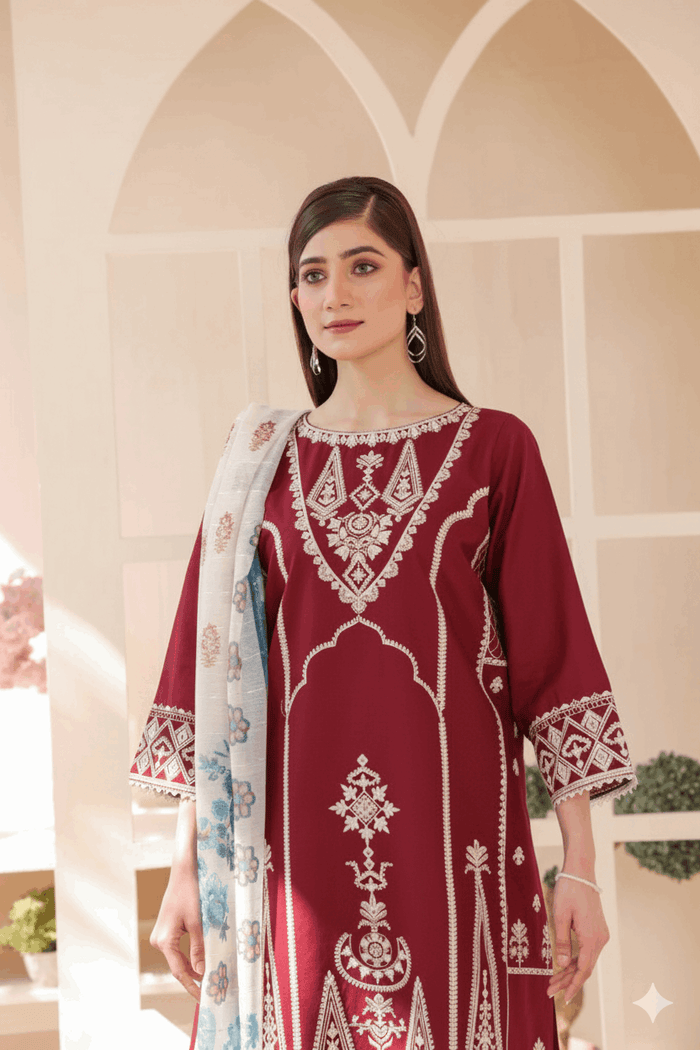 3 Piece – Embroidered Cotton Suit  22 - Nishat Creative Store