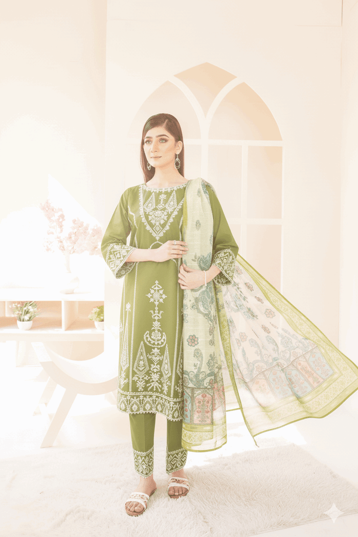 3 Piece – Embroidered Cotton Suit  23 - Nishat Creative Store