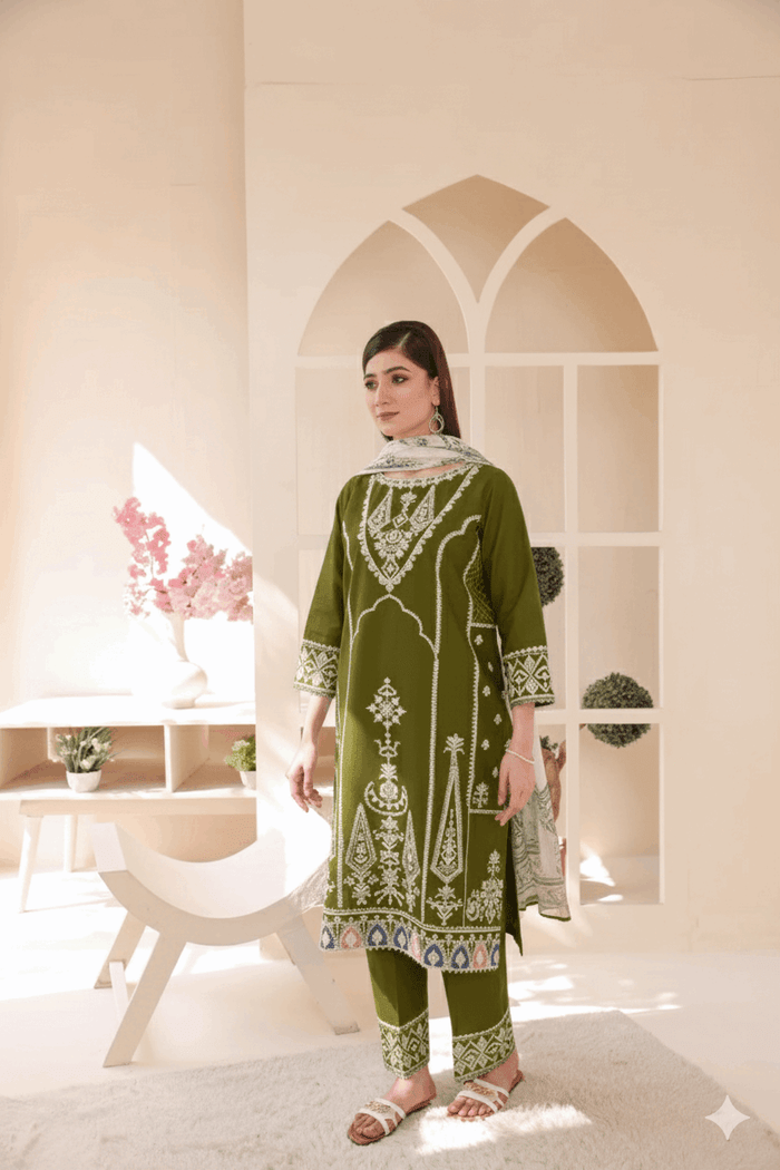 3 Piece – Embroidered Cotton Suit  23 - Nishat Creative Store