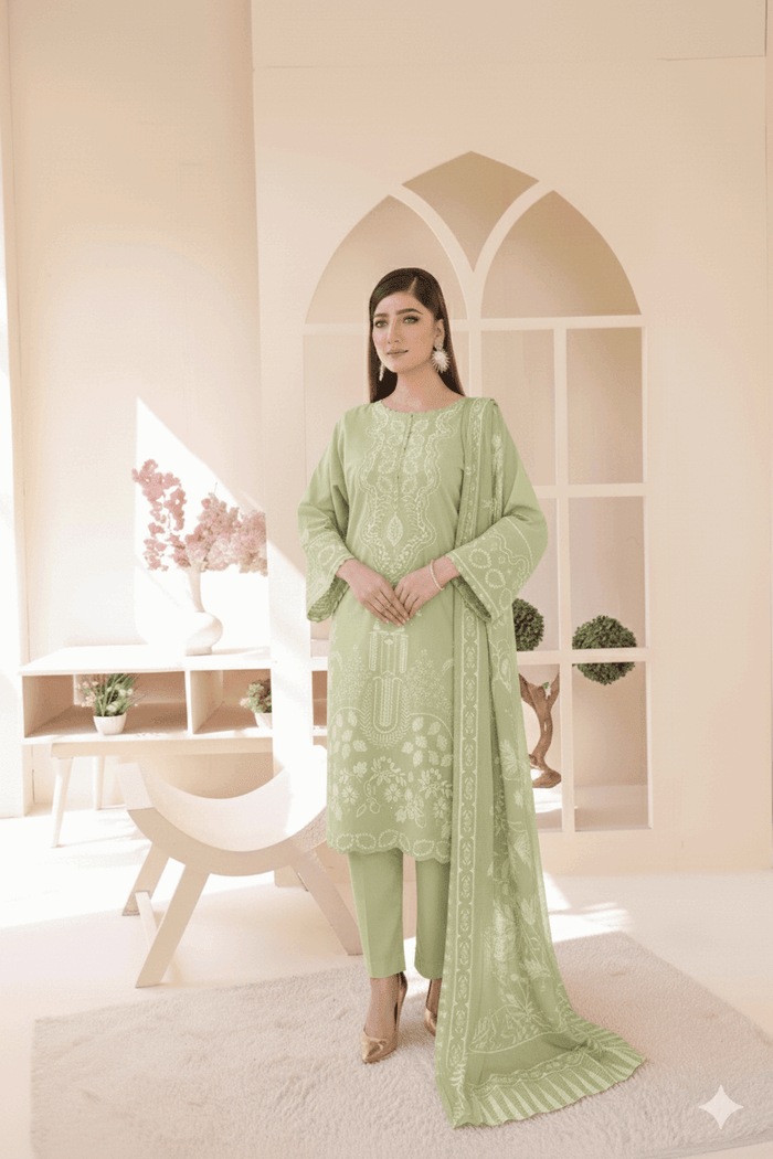 3 Piece – Embroidered Cotton Suit  25 - Nishat Creative Store
