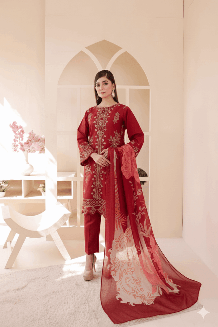 3 Piece – Embroidered Cotton Suit  26 - Nishat Creative Store
