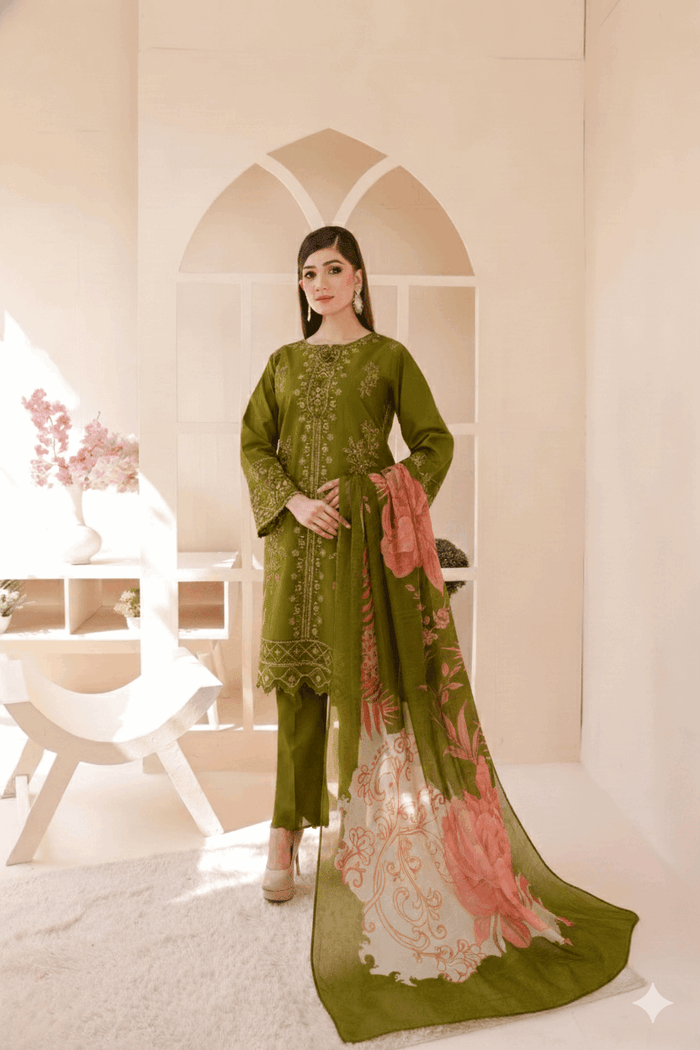 3 Piece – Embroidered Cotton Suit  27 - Nishat Creative Store