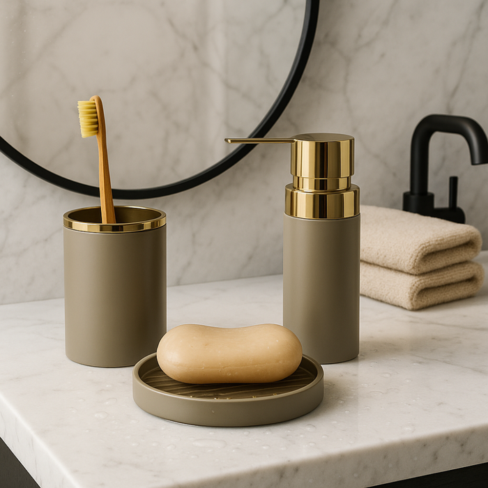 Bathroom Accessories Set 3-Piece Acrylic Primostore close-up detail