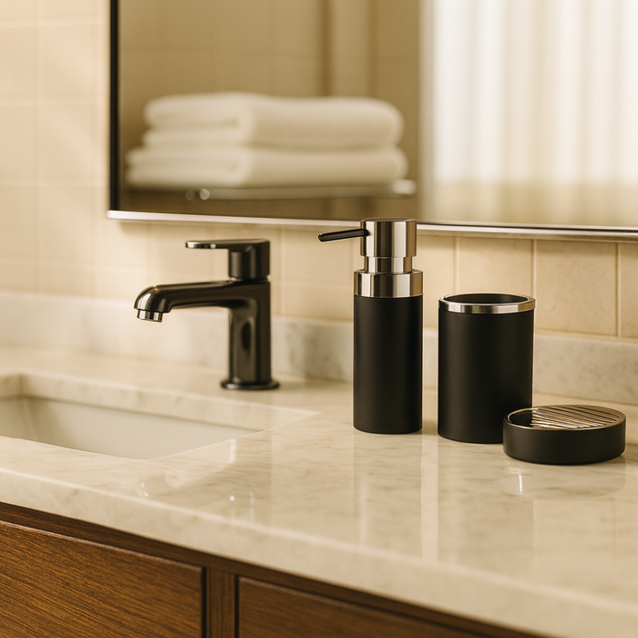 Bathroom Accessories Set 3-Piece Acrylic Primostore close-up detail