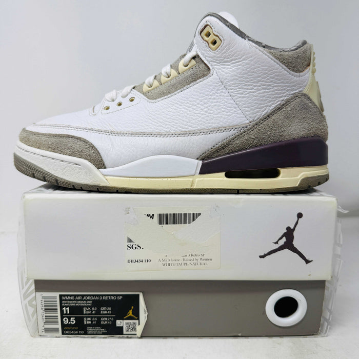 Jordan 3 Retro SP A Ma Maniére women's sneaker with some marks and heel drag, 2021 edition, includes hang tag.