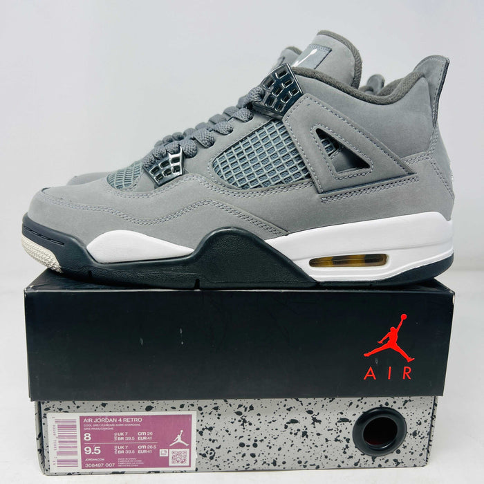 Jordan 4 Retro Cool Grey 2019 sneaker with clean uppers and general wear on box with Air logo
