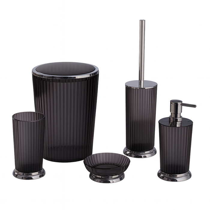 Primanova bathroom set Plastic black-1 front view