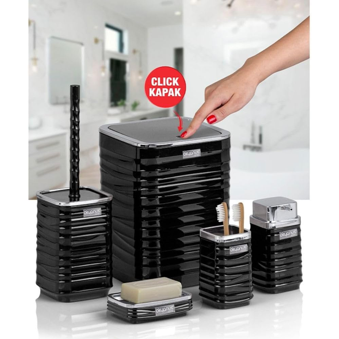 Okyanus bathroom set contents and components flat lay