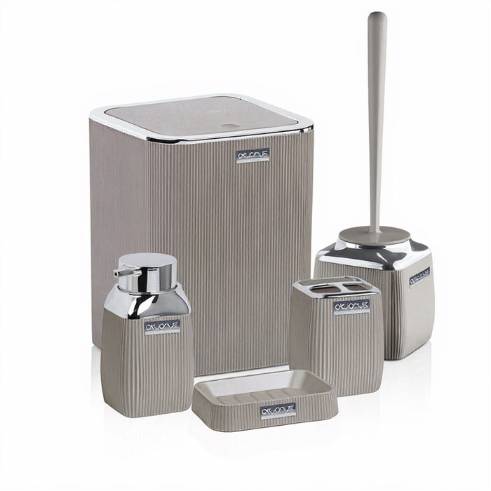 5 Piece Plastic Bathroom Set with Chrome Trim to Match Taps
