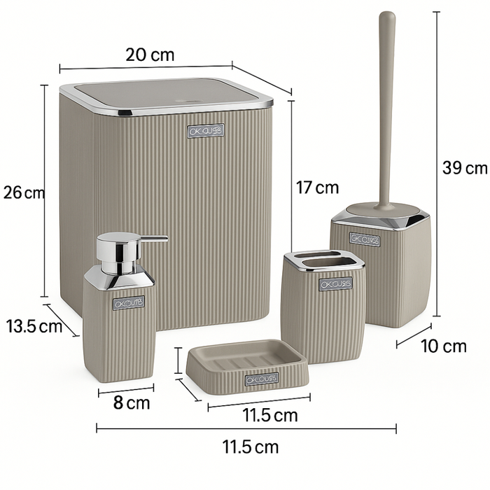 Okyanus bathroom set Plastic dimensions specs