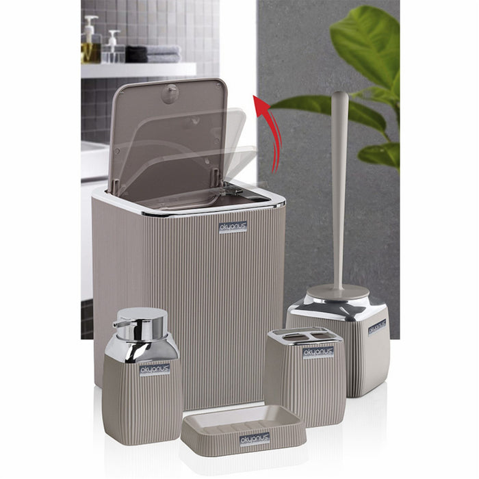 5 Piece Plastic Bathroom Set with Chrome Trim to Match Taps