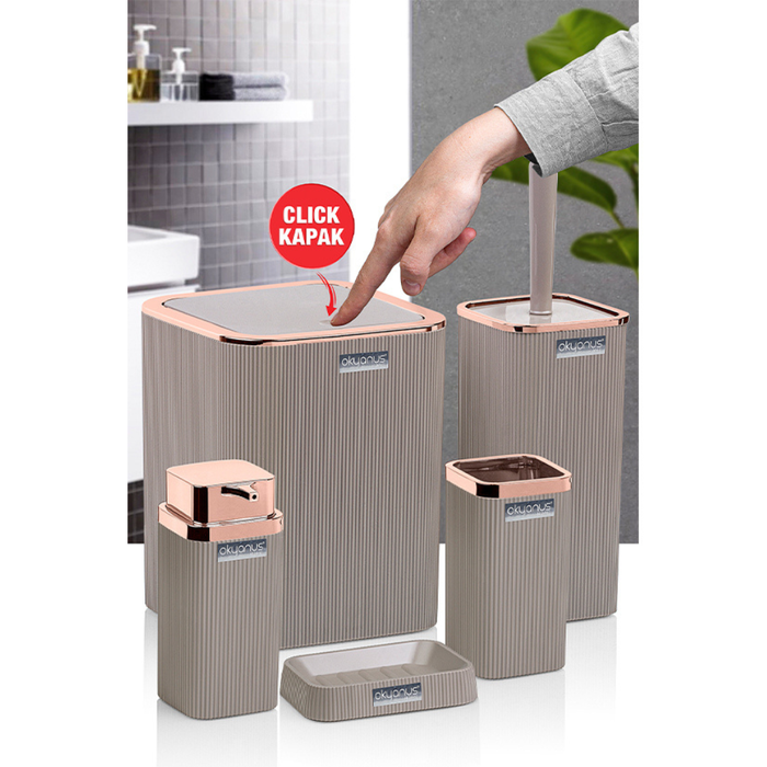 Bathroom Accessories Set 5-Piece Plastic Okyanus close-up detail