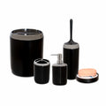 6 L Bin Acrylic 5 Piece Bathroom Set, Black with Silver Ring