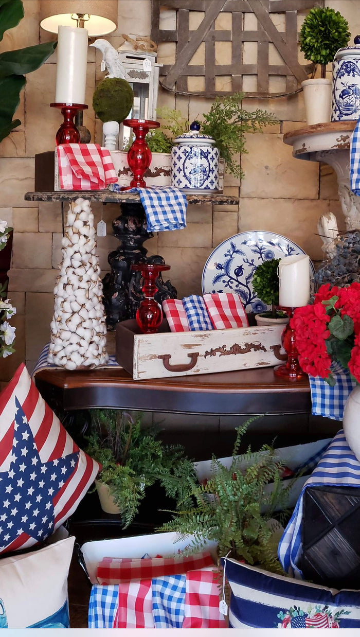 (8) Red & Blue Check Napkins