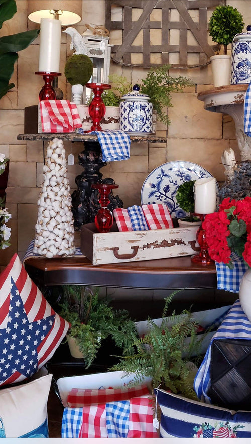 (8) Red & Blue Check Napkins
