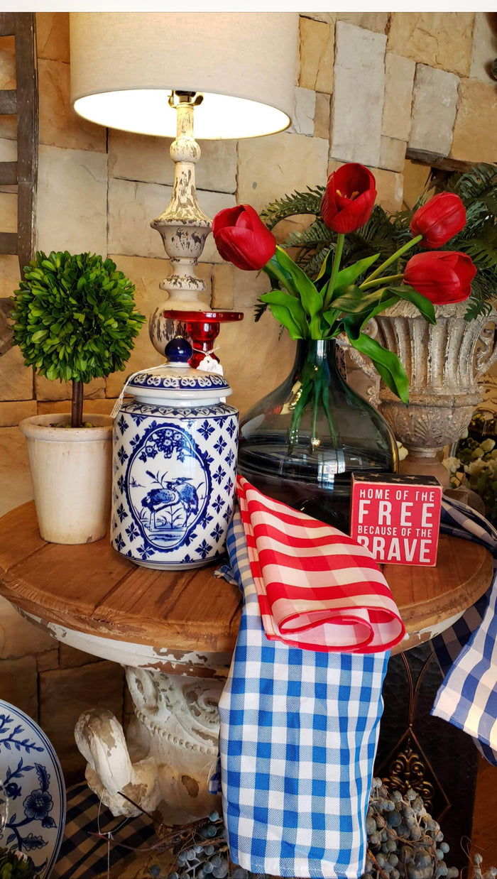 (8) Red & Blue Check Napkins
