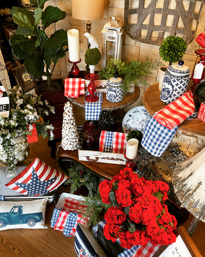 (8) Red & Blue Check Napkins