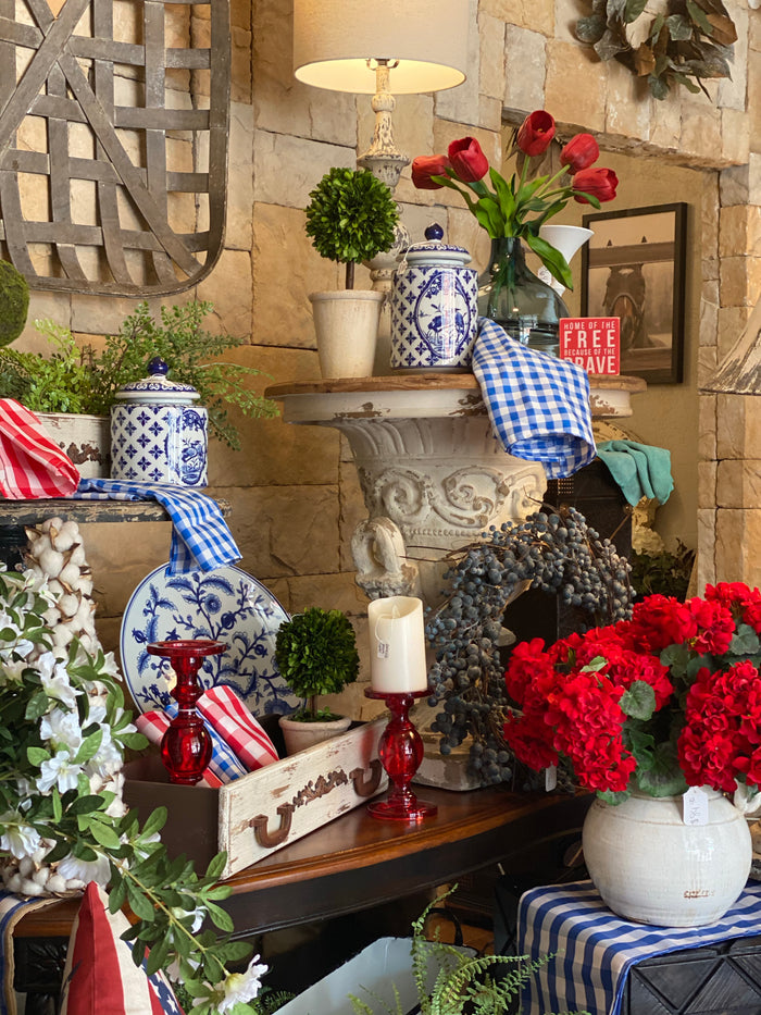 (8) Red & Blue Check Napkins