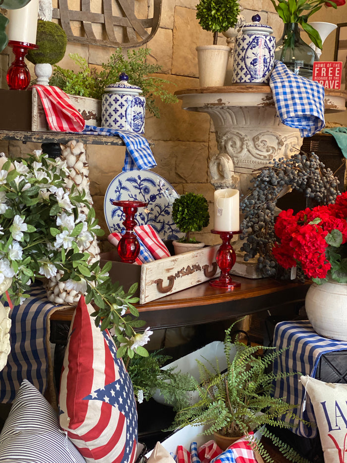 (8) Red & Blue Check Napkins