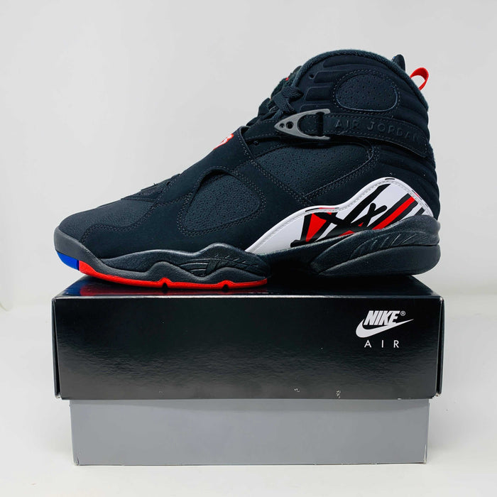 Brand new 2023 Jordan 8 Retro Playoffs sneaker in black on Nike Air box