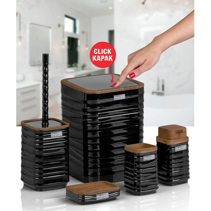 Okyanus bathroom set contents and components flat lay