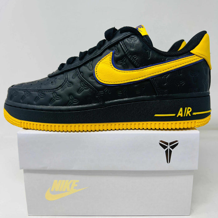 Nike Air Force 1 Low Kobe Bryant Lakers Away 2024 sneaker in black and purple, brand new with good box condition