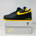 Nike Air Force 1 Low Kobe Bryant Lakers Away, limited edition sneaker on box.