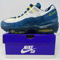 Nike Air Max 95 SB Eric Koston Obsidian Speed Yellow sneakers on purple Nike SB box with extra laces 2025 model