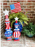 Americana: Topiaries Stars & Stripes Red, White, and Blue Set of 2 30”h