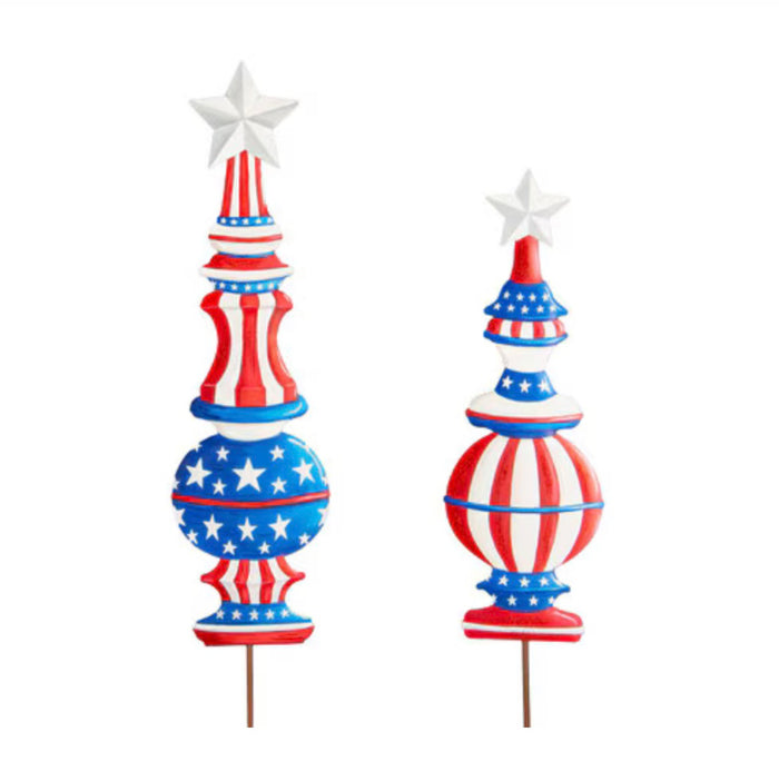 Americana: Topiaries Stars & Stripes Red, White, and Blue Set of 2 30”h