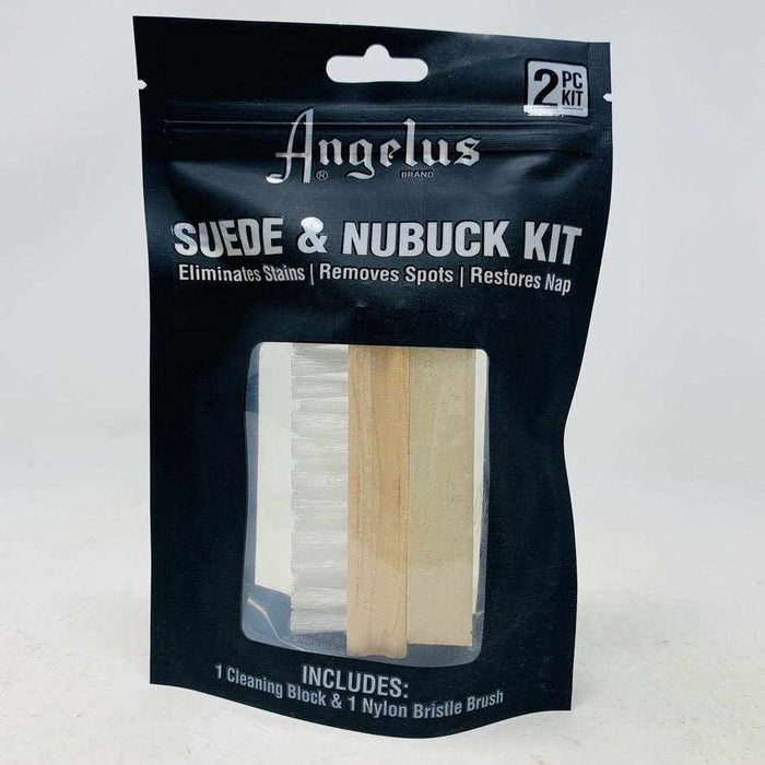 Angelus Nubuck & Suede Kit with suede eraser and nylon brush for cleaning and restoring suede and nubuck shoes
