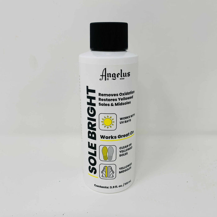 Angelus Sole Bright shoe sole cleaner removing yellowing and discoloration