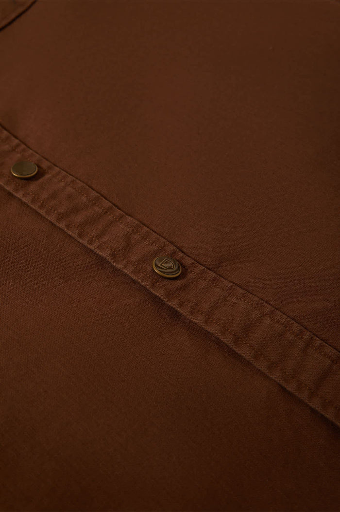 Men's Ash Denim L/S Overshirt in the color Pinecone Brown - Additional Laydown image